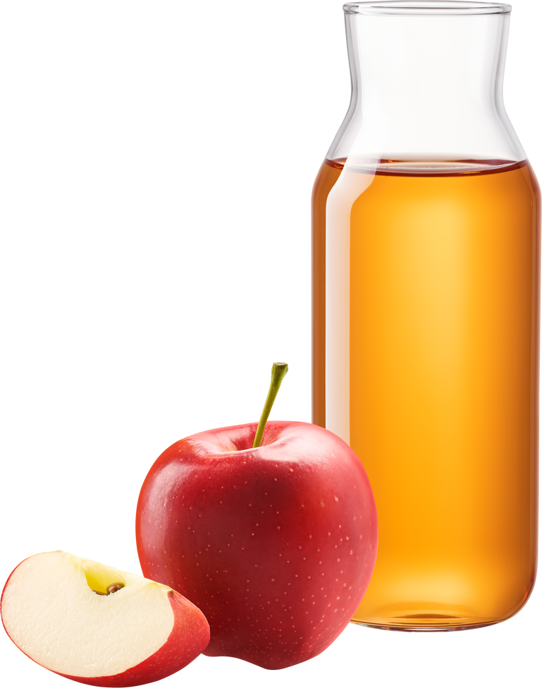 Bottle of apple juice with red apples isolated on white background